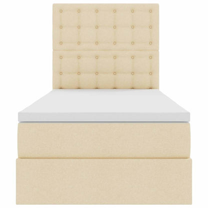 Opbergbed met LED met matras Crème 90 x 190 cm Polyester