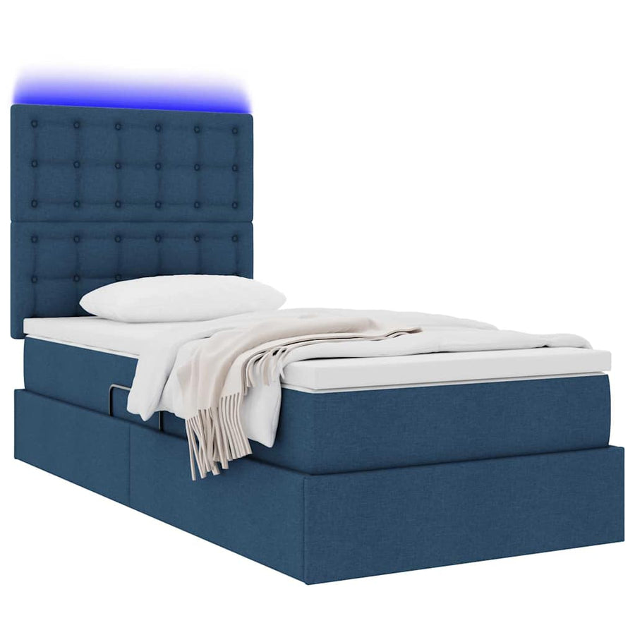 Opbergbed met LED met matras Blauw 90 x 190 cm Polyester