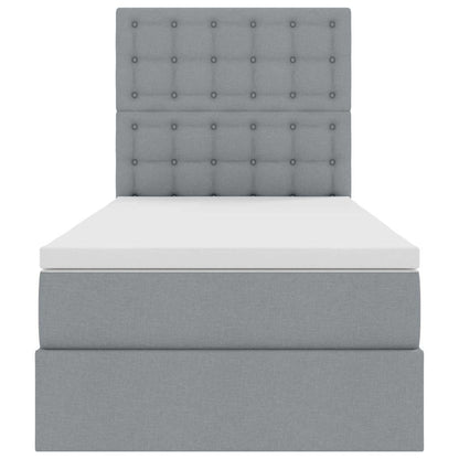 Opbergbed met LED met matras Lichtgrijs 90 x 200 cm Polyester
