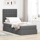 Opbergbed 90x200 cm donkergrijs met LED en matras