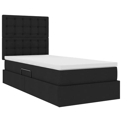 Opbergbed met LED met matras Zwart 90 x 200 cm Polyester