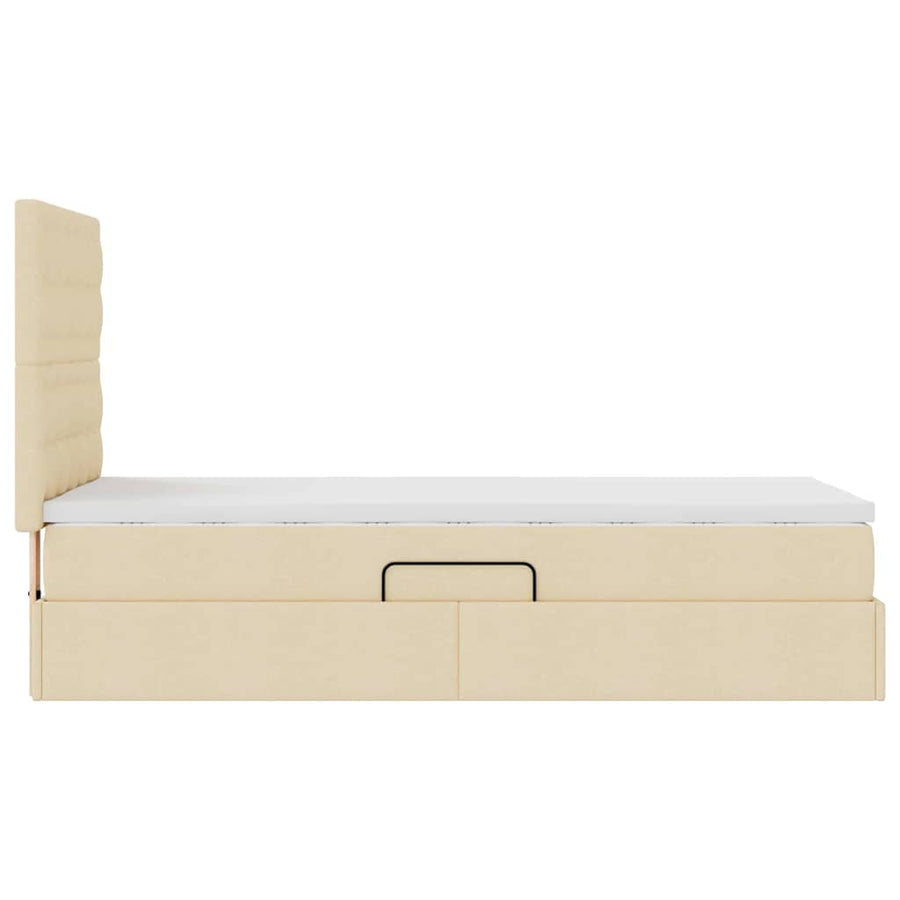 Opbergbed met LED met matras Crème 100 x 200 cm Polyester