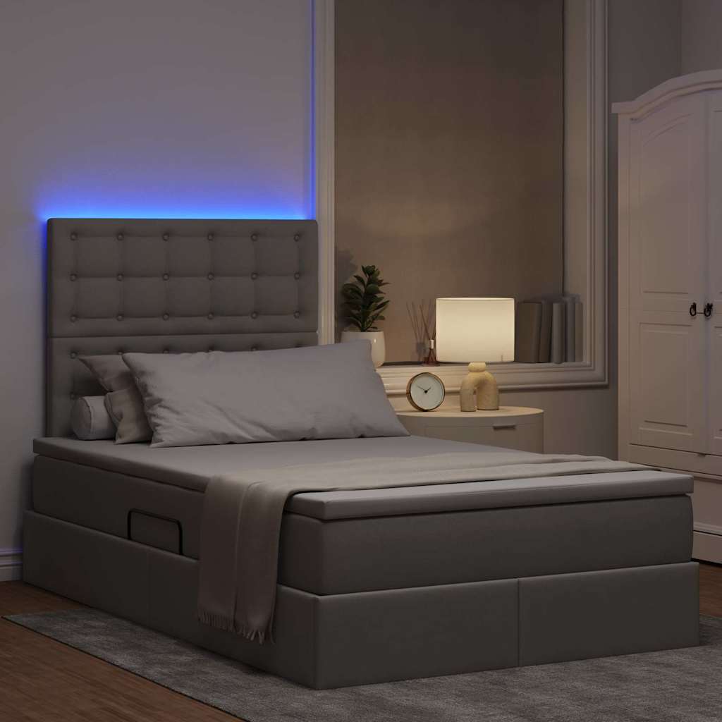 Opbergbed met LED met matras Taupe 120 x 190 cm Polyester