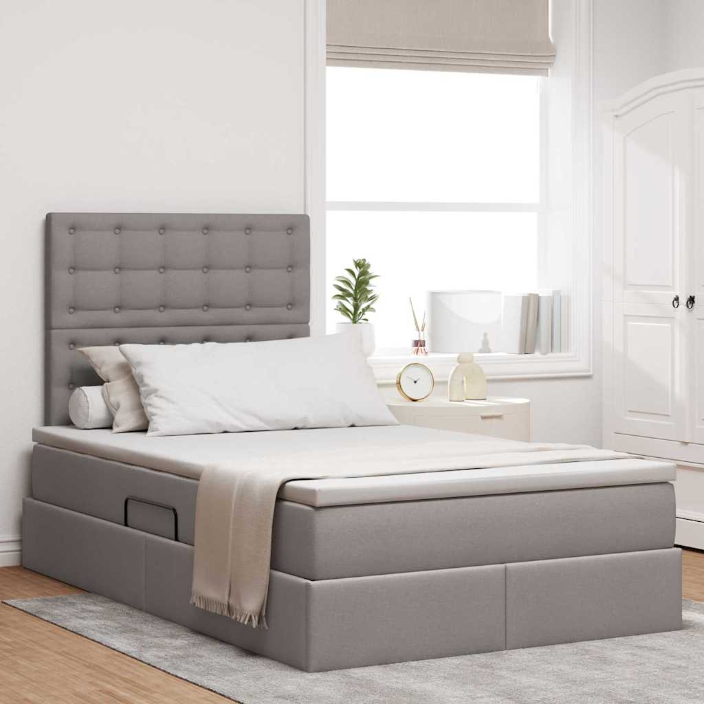 Opbergbed met LED met matras Taupe 120 x 190 cm Polyester