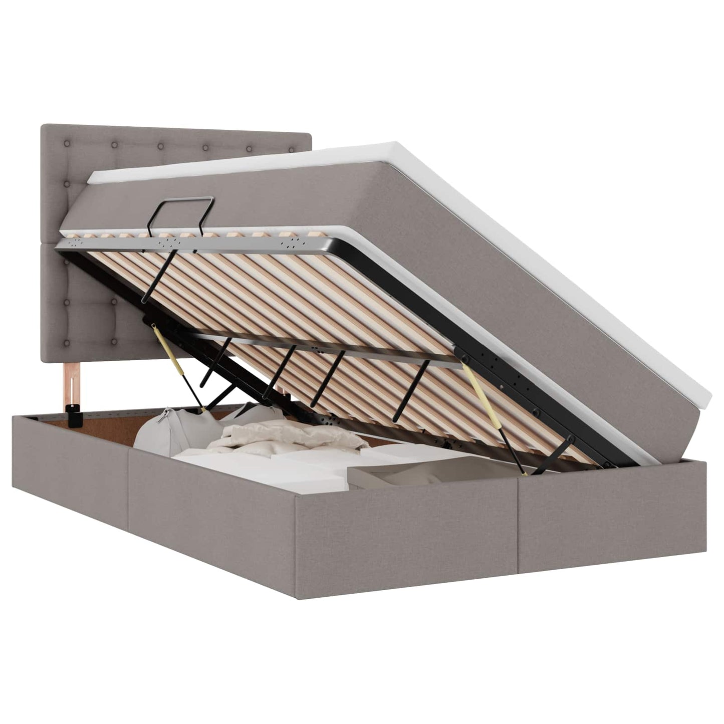 Opbergbed met LED met matras Taupe 120 x 190 cm Polyester