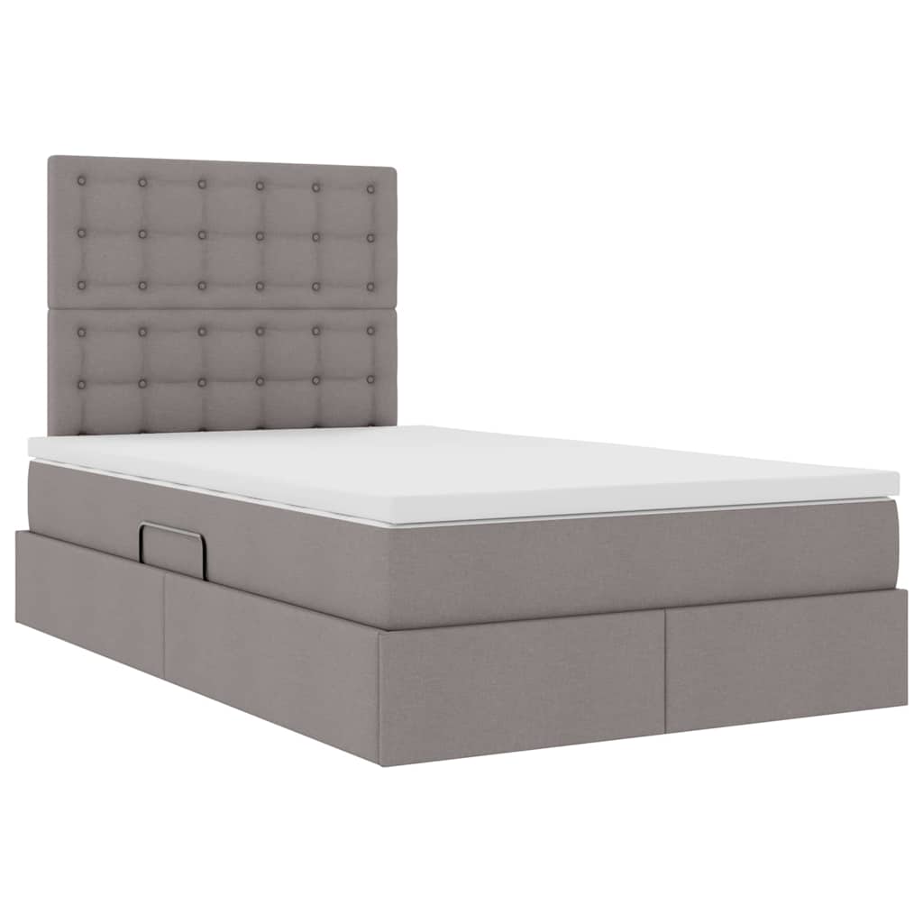 Opbergbed met LED met matras Taupe 120 x 190 cm Polyester