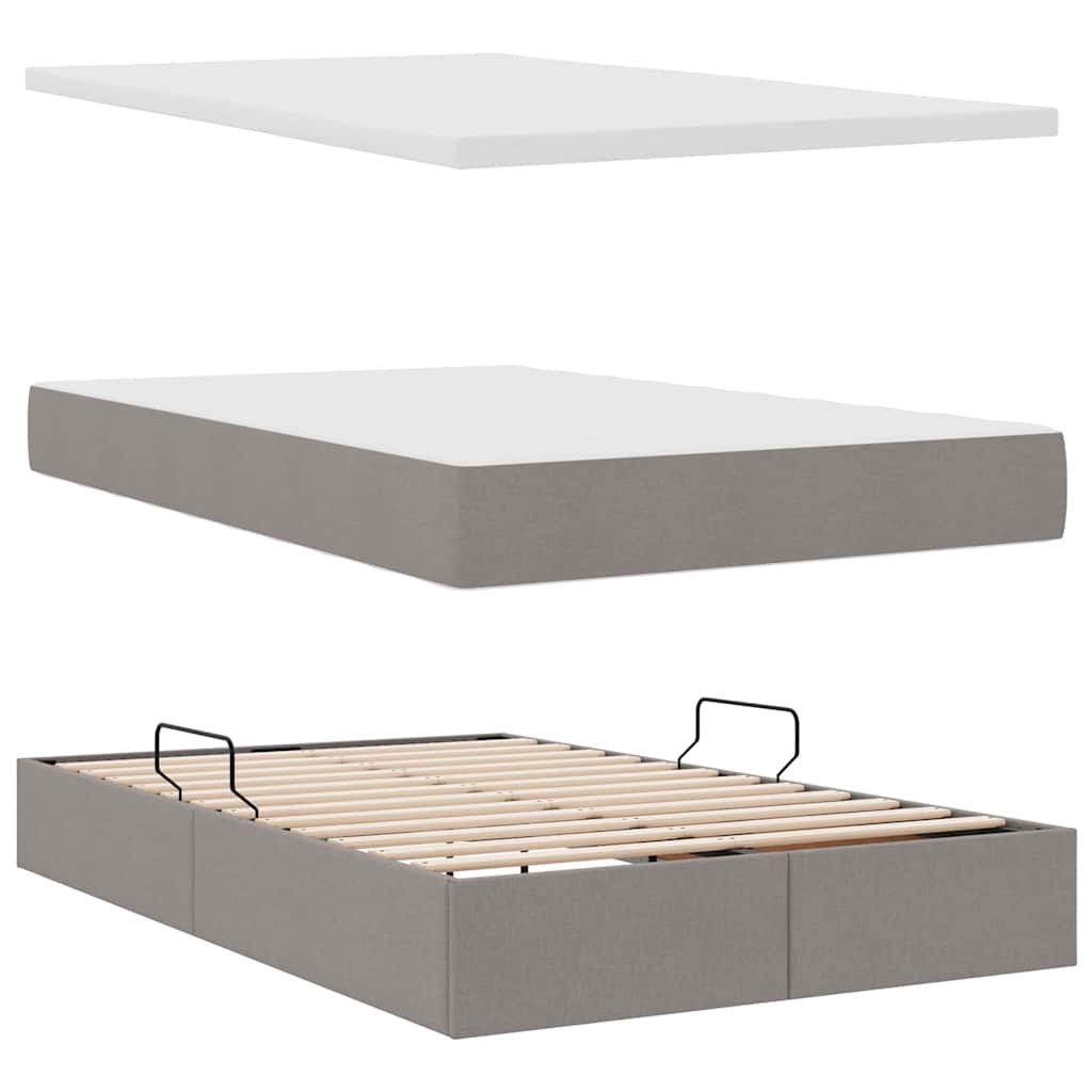 Opbergbed met LED met matras Taupe 120 x 190 cm Polyester