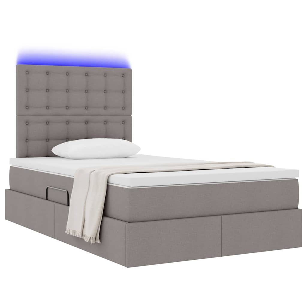 Opbergbed met LED met matras Taupe 120 x 190 cm Polyester