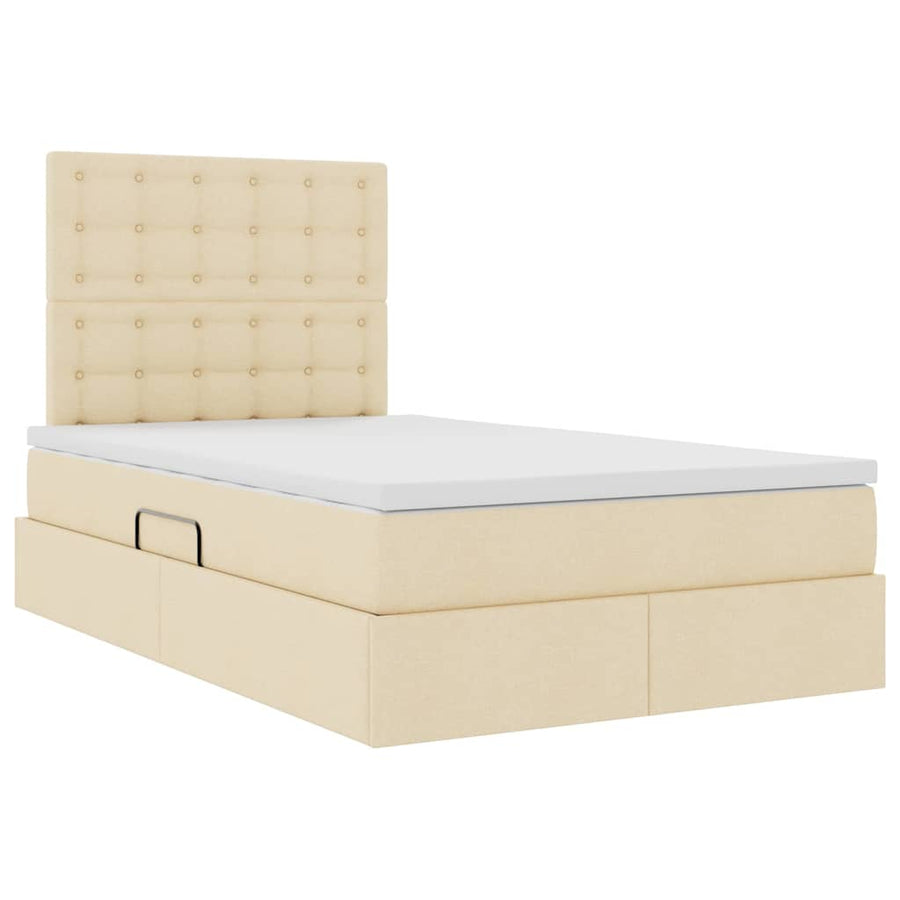 Opbergbed met LED met matras Crème 120 x 190 cm Polyester