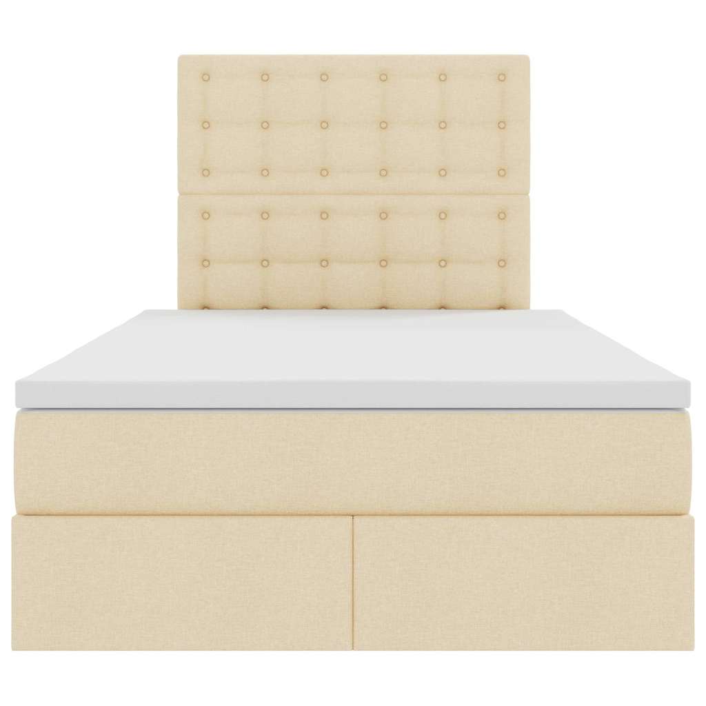 Opbergbed met LED met matras Crème 120 x 190 cm Polyester