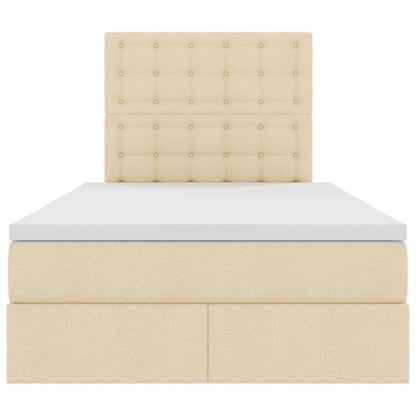 Opbergbed met LED met matras Crème 120 x 190 cm Polyester