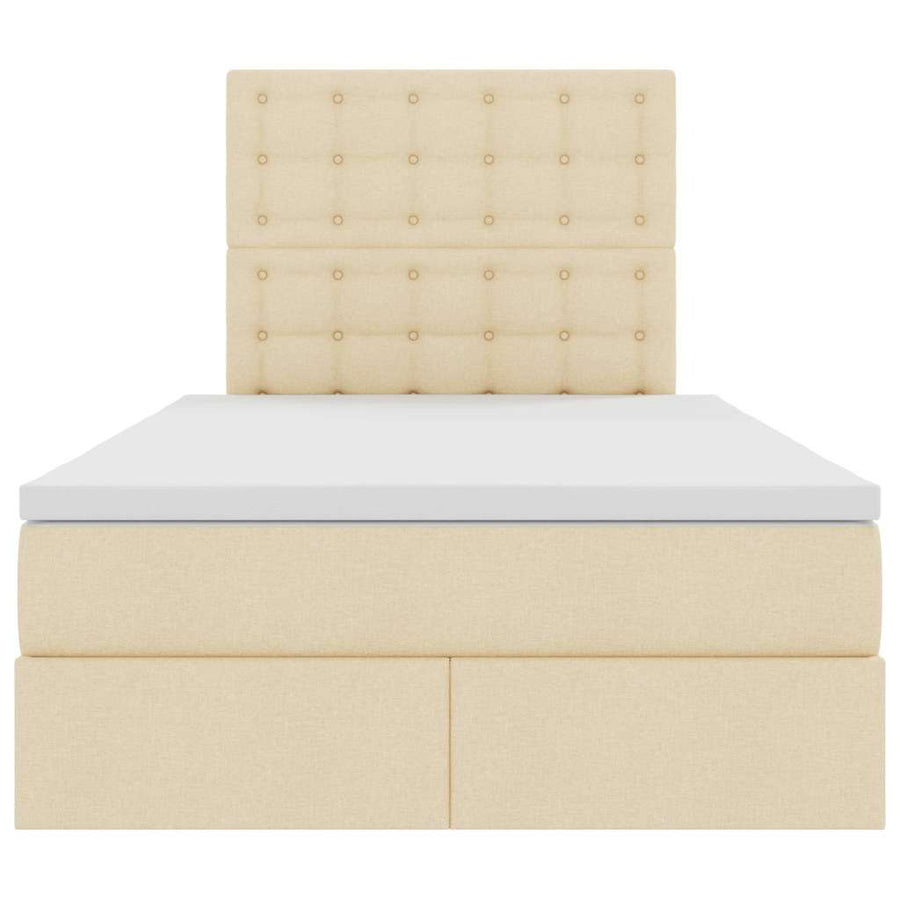 Opbergbed met LED met matras Crème 120 x 190 cm Polyester