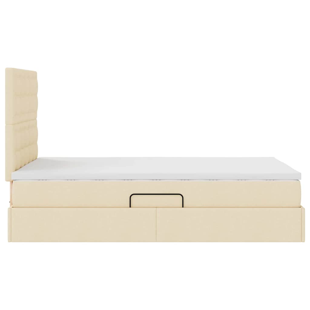 Opbergbed met LED met matras Crème 120 x 190 cm Polyester