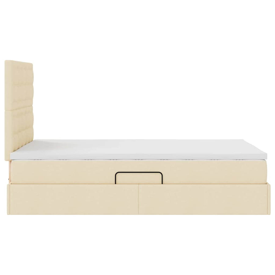 Opbergbed met LED met matras Crème 120 x 190 cm Polyester