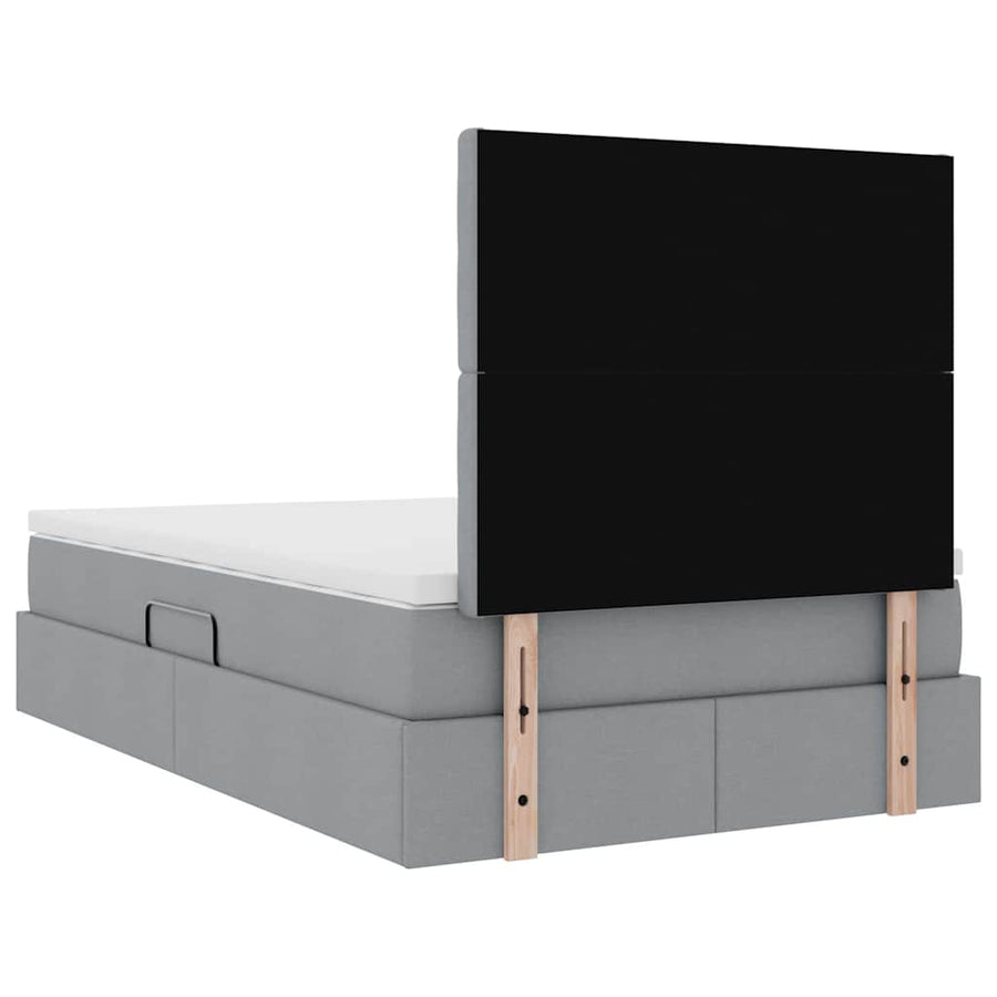 Bed met LED -striplichten Lichtgrijs 120 x 200 cm Stof