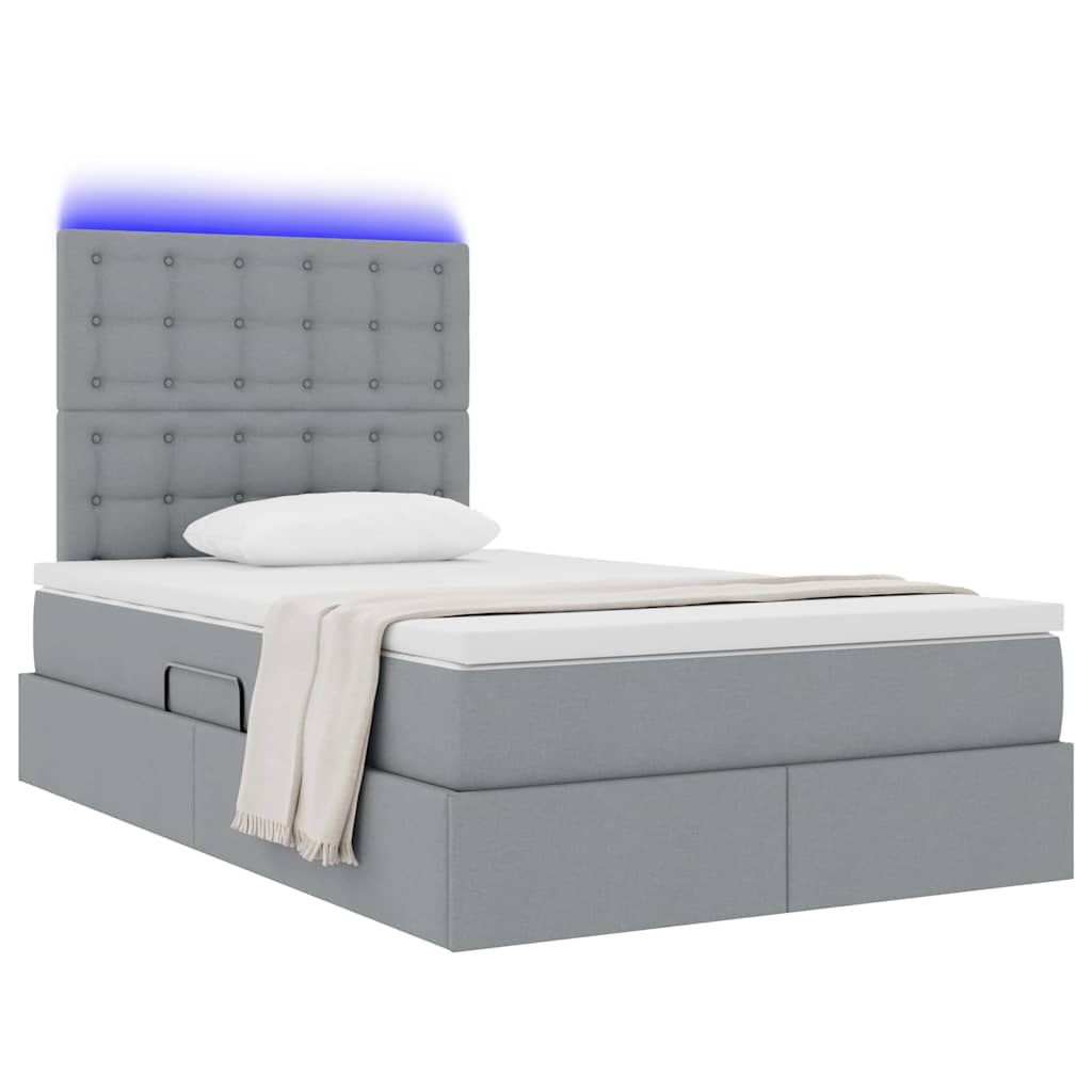 Bed met LED -striplichten Lichtgrijs 120 x 200 cm Stof