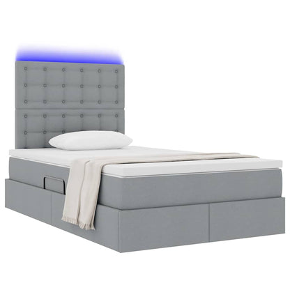 Bed met LED -striplichten Lichtgrijs 120 x 200 cm Stof