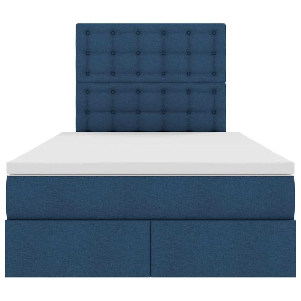 Bed met LED -striplichten met opslag Blauw 120 x 200 cm Stof