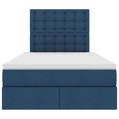 Bed met LED -striplichten met opslag Blauw 120 x 200 cm Stof