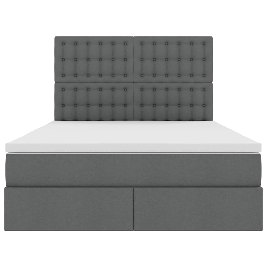 Bed met LED -striplichten Donkergrijs 140 x 190 cm Stof