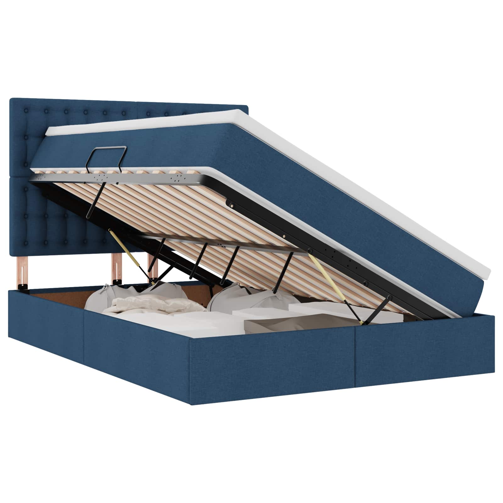 Opbergbed met LED met matras Blauw 140 x 190 cm Polyester