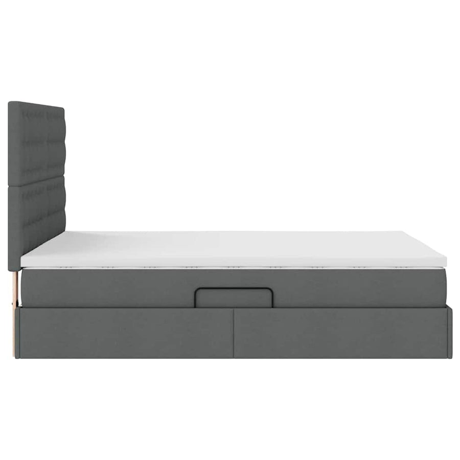 Bed met LED -striplichten Donkergrijs 140 x 200 cm Stof