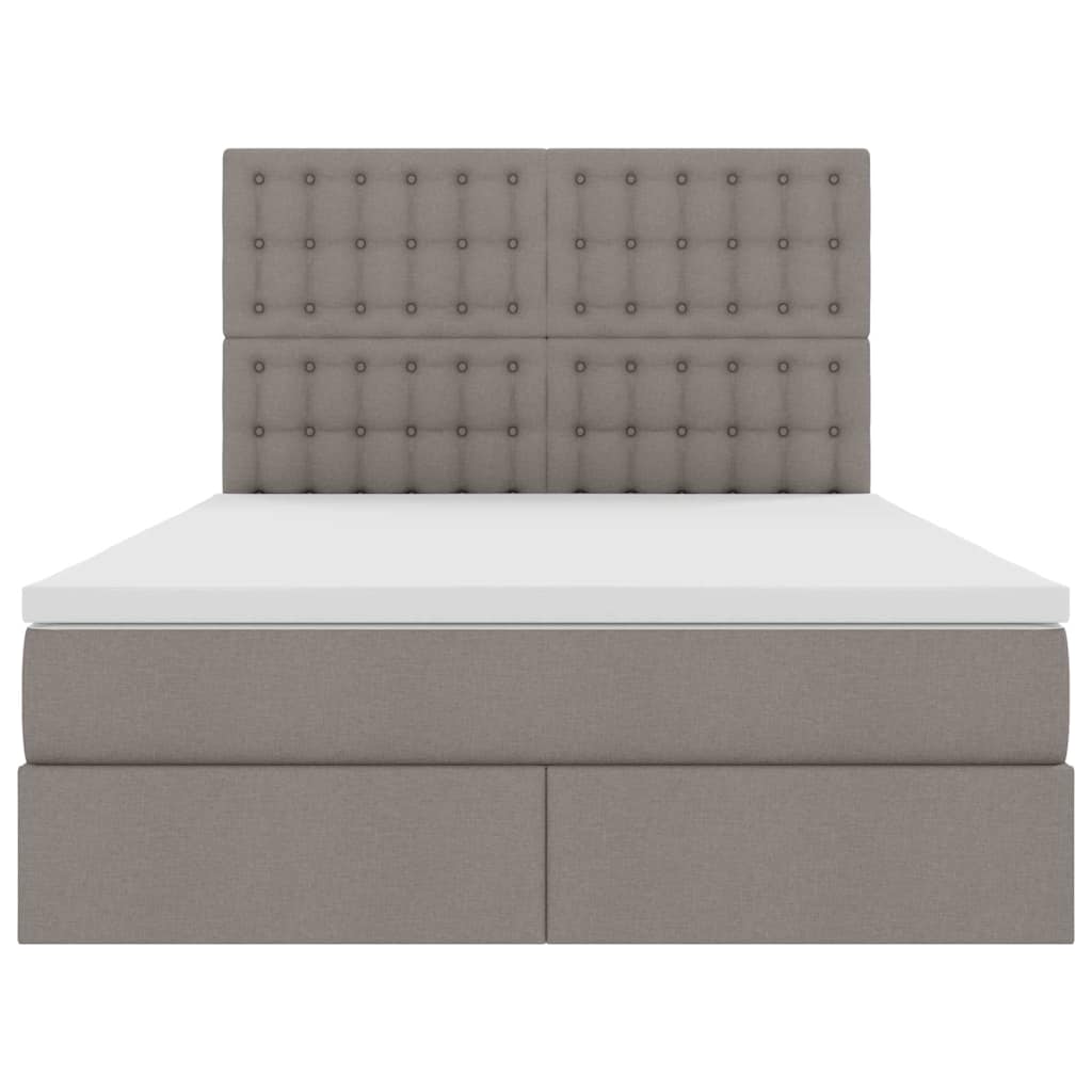 Bed met LED -striplichten met opslag Taupe 140 x 200 cm Stof