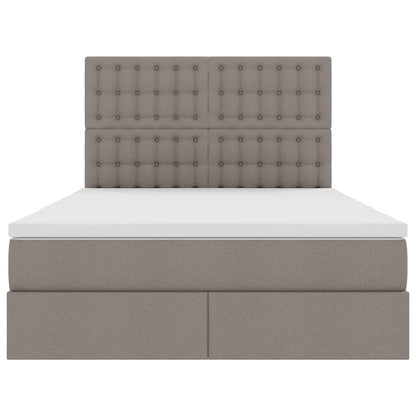 Bed met LED -striplichten met opslag Taupe 140 x 200 cm Stof