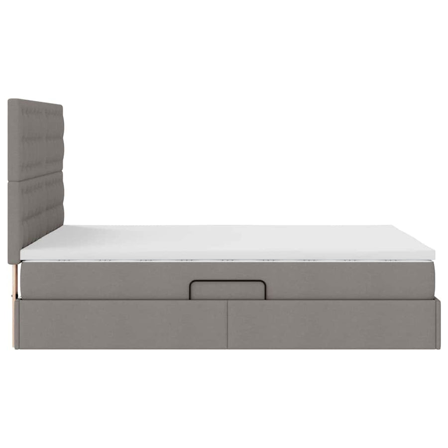 Bed met LED -striplichten met opslag Taupe 140 x 200 cm Stof
