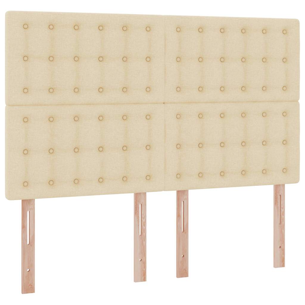 Bed met LED -striplichten met opslag Crème 140 x 200 cm Stof