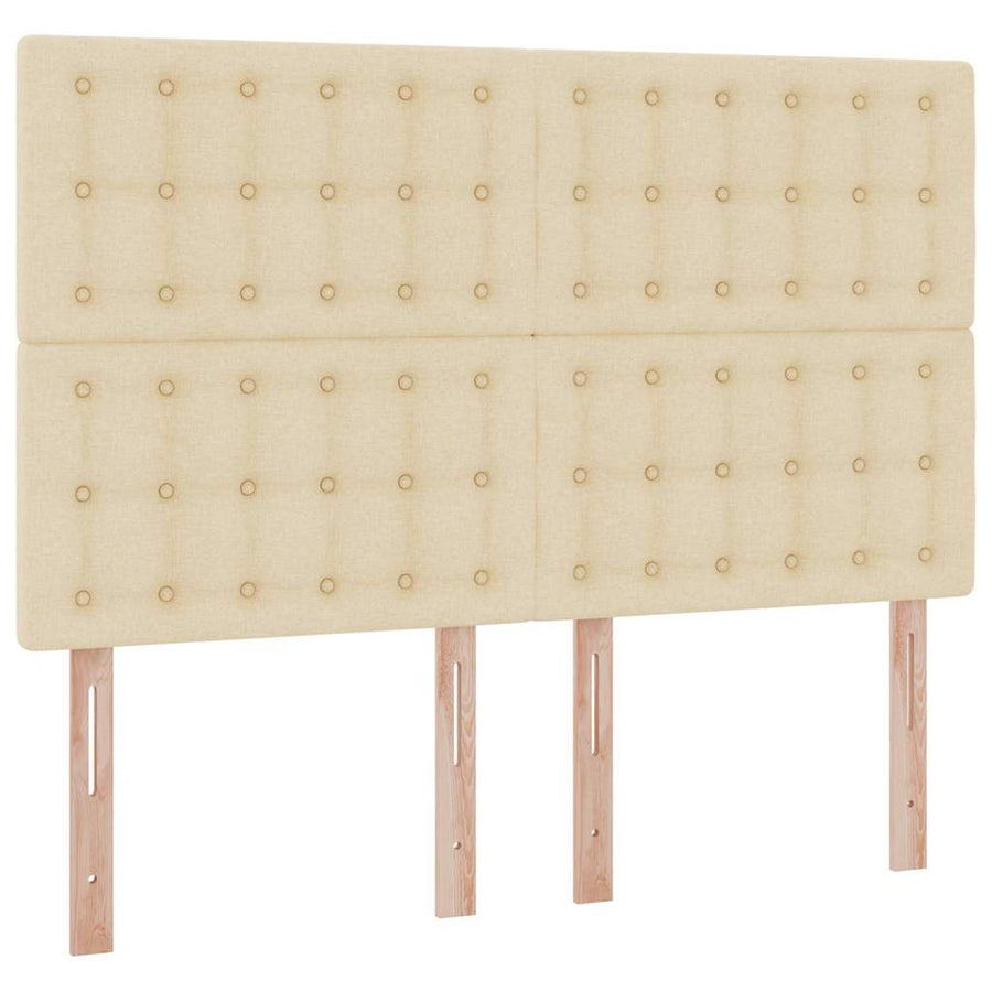 Bed met LED -striplichten met opslag Crème 140 x 200 cm Stof