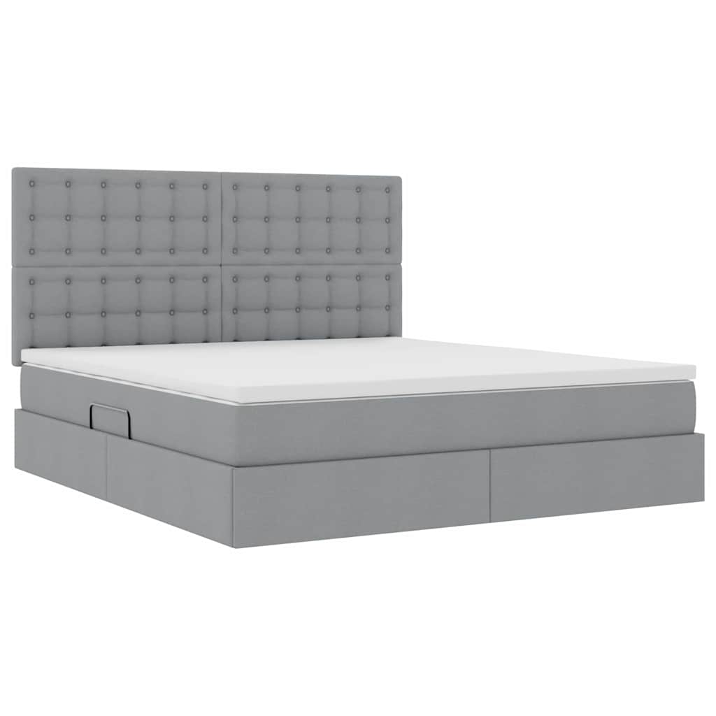 Bed met LED -striplichten Lichtgrijs 160 x 200 cm Stof