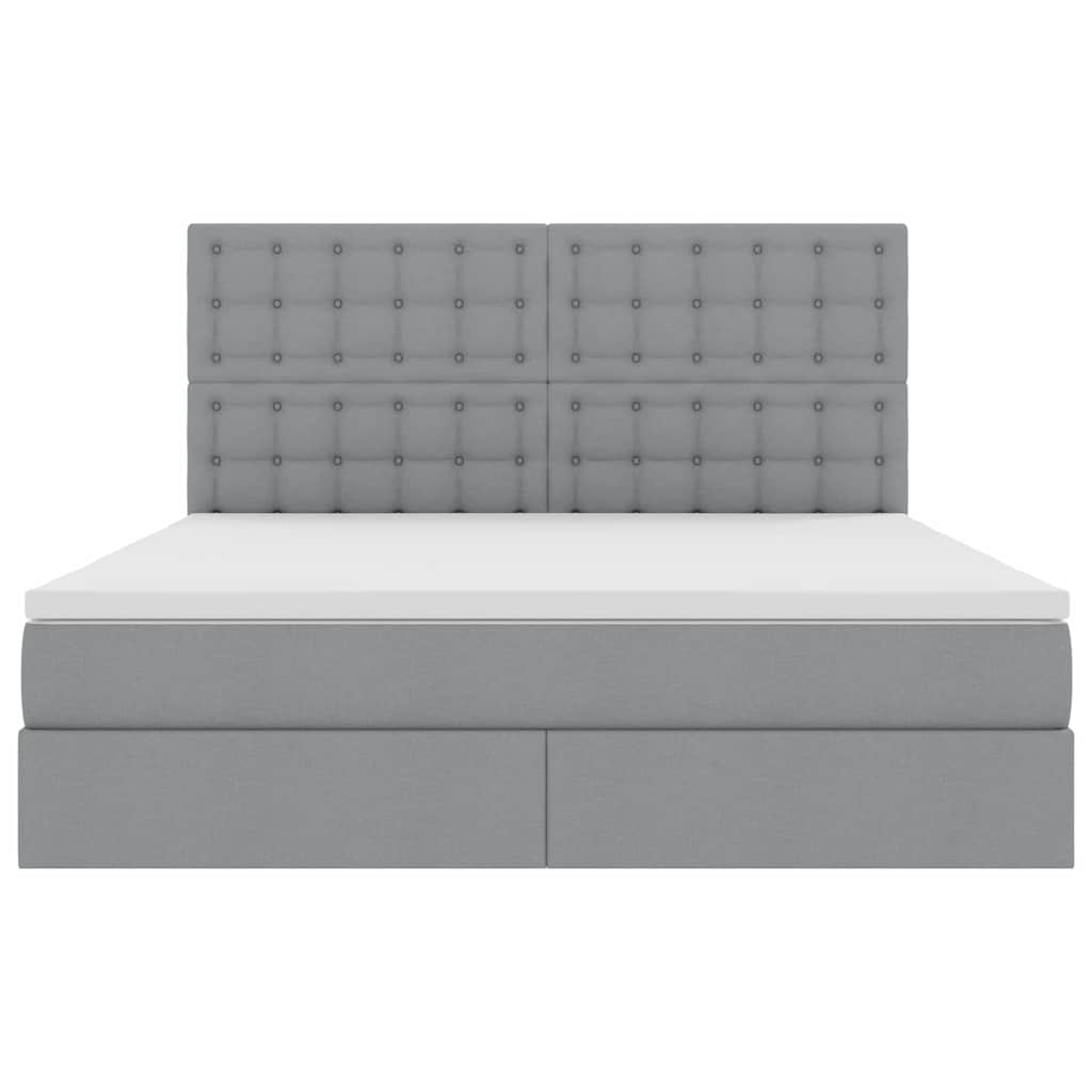 Bed met LED -striplichten Lichtgrijs 160 x 200 cm Stof