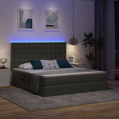 Bed met LED -striplichten Donkergrijs 160 x 200 cm Stof