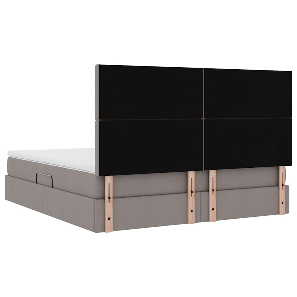 Bed met LED -striplichten met opslag Taupe 160 x 200 cm Stof