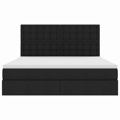 Bed met LED -striplichten met opslag Zwart 180 x 200 cm Stof