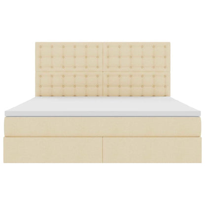 Bed met LED -striplichten met opslag Crème 180 x 200 cm Stof