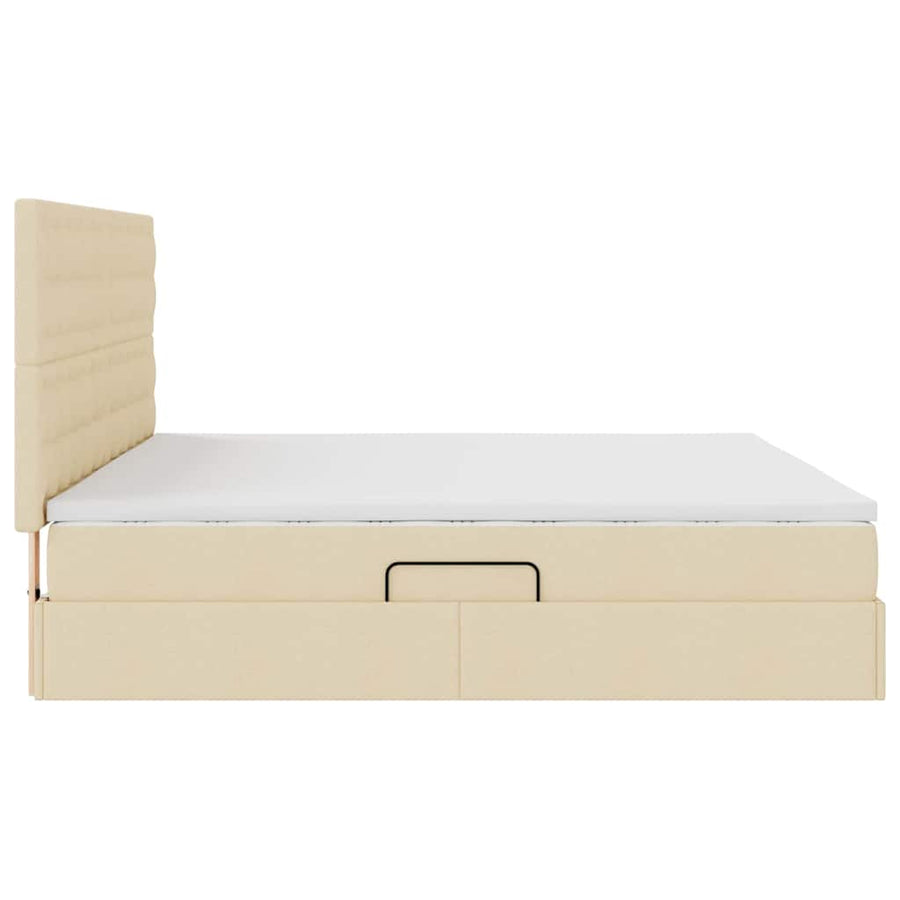 Opbergbed met LED met matras Crème 200 x 200 cm Polyester