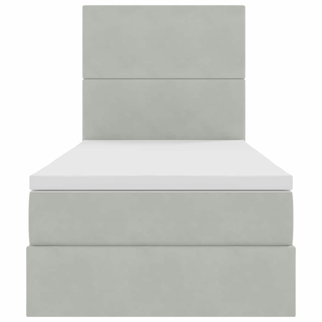 Opbergbed met LED met matras Lichtgrijs 90 x 190 cm Fluweel
