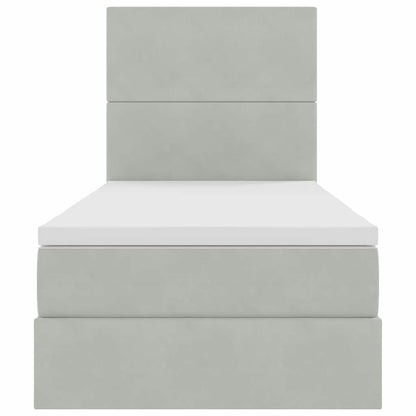 Opbergbed met LED met matras Lichtgrijs 90 x 190 cm Fluweel