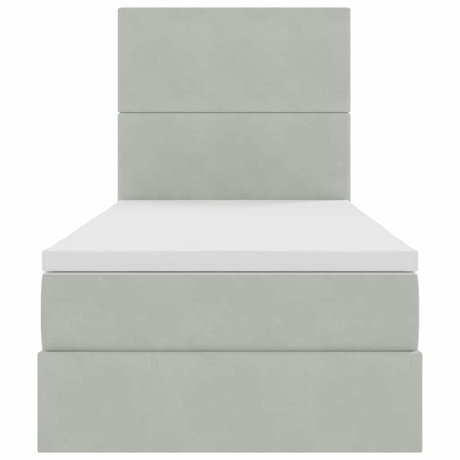 Opbergbed met LED met matras Lichtgrijs 90 x 190 cm Fluweel