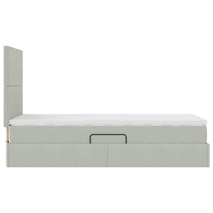 Opbergbed met LED met matras Lichtgrijs 90 x 190 cm Fluweel