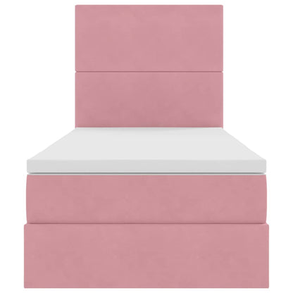 Opbergbed met LED met matras met LED Roze 90 x 190 cm Fluweel