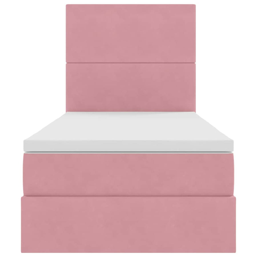 Opbergbed met LED met matras met LED Roze 90 x 200 cm Fluweel