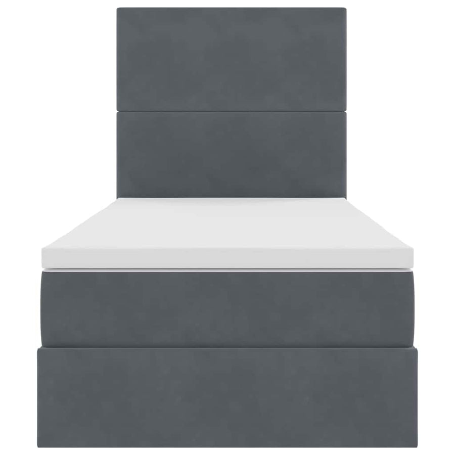Opbergbed met LED met matras Donkergrijs 100 x 200 cm Fluweel