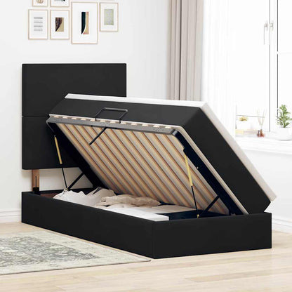 Opbergbed met LED met matras met LED Zwart 100 x 200 cm Fluweel