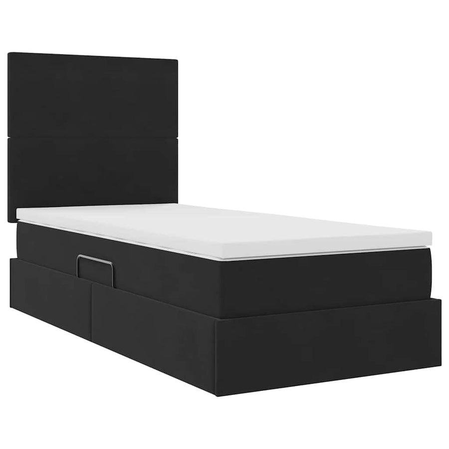 Opbergbed met LED met matras met LED Zwart 100 x 200 cm Fluweel