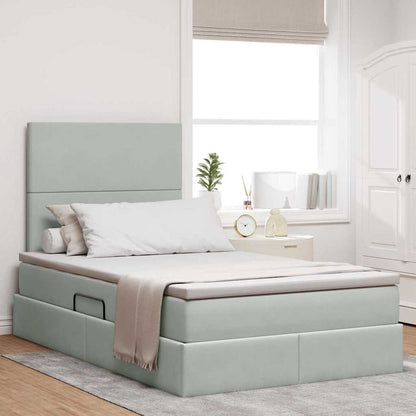 Opbergbed met LED met matras Lichtgrijs 120 x 190 cm Fluweel