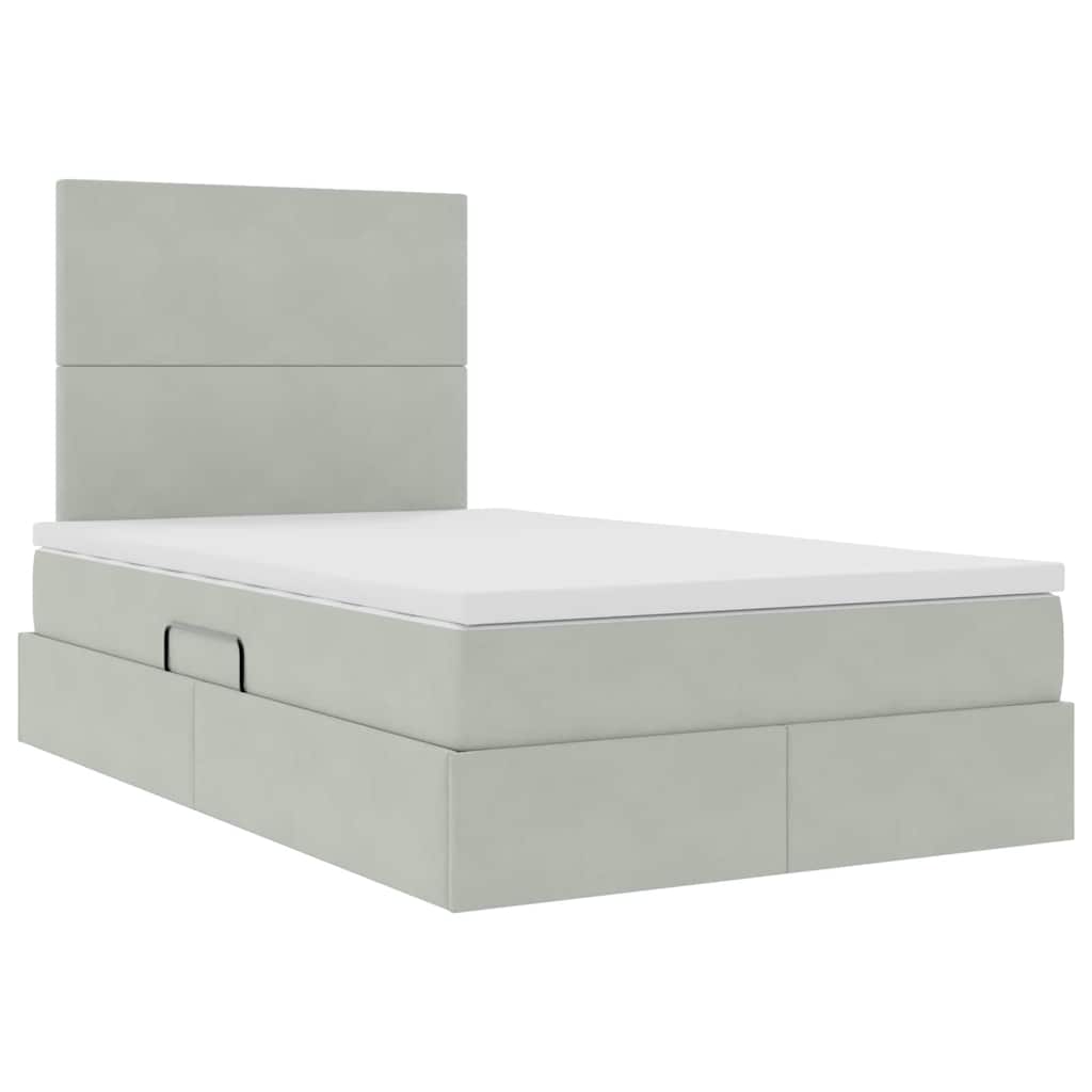 Opbergbed met LED met matras Lichtgrijs 120 x 190 cm Fluweel