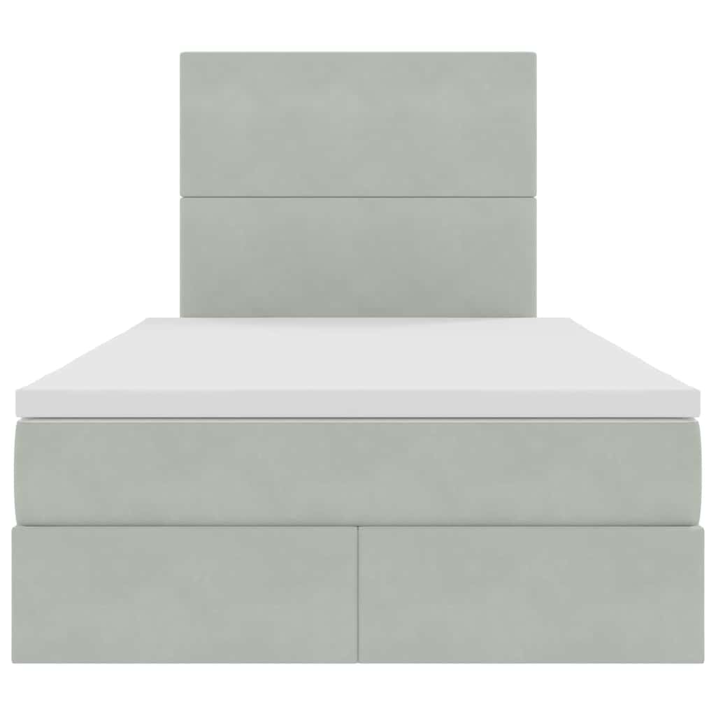 Opbergbed met LED met matras Lichtgrijs 120 x 190 cm Fluweel